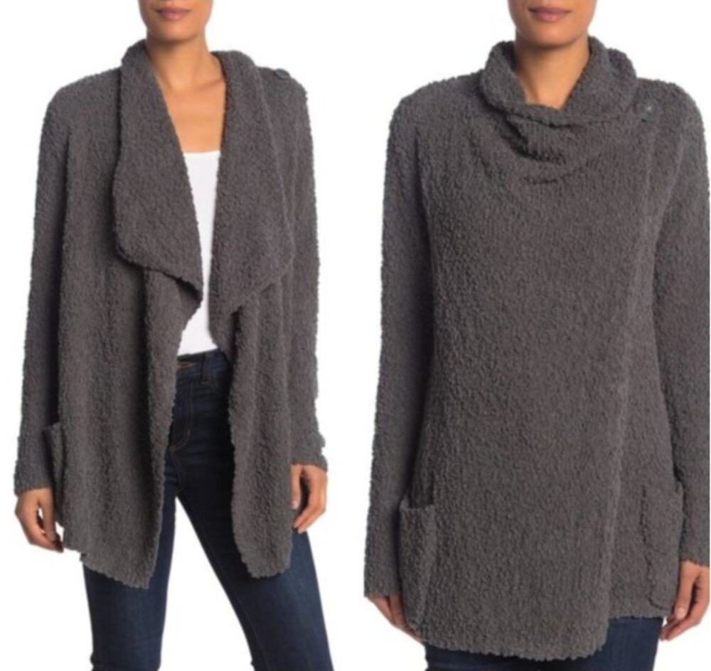 Bobeau Boucle Popcorn Draped Button Cardigan Women's size Large NWT